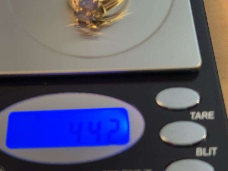 Ladies 14 kt Purple Stone (Lolite?) with Diamond Accents Size 8 1/2