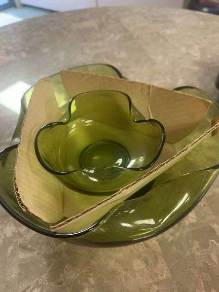 2 Opaque Green Bowls Unique