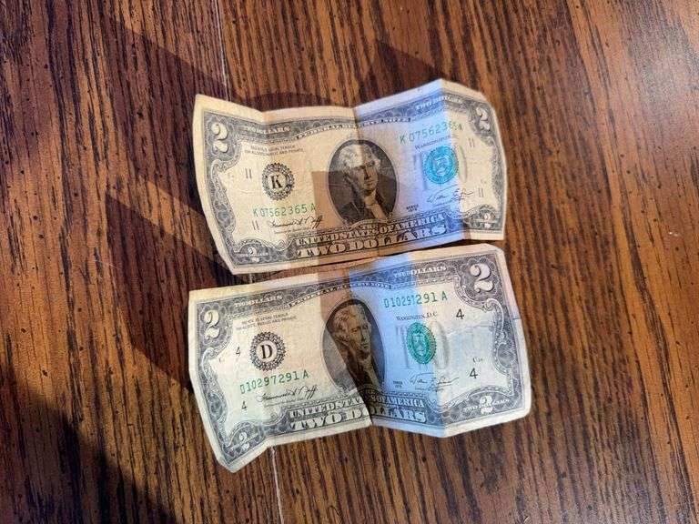 (2) Two Dollar Bills