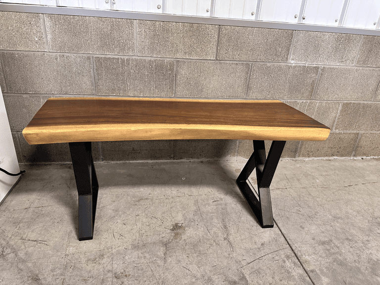 Rectangle Bench 39"x14"x18" Coffee Side Table with Z Metal Legs. See pic for imperfection on the top