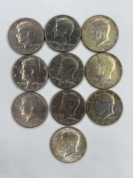 1965 SMS, 1967, 1968-D, 1969-D, 1971, 1971-D, 1972, 1973, 1973-D Kennedy Half Dollars