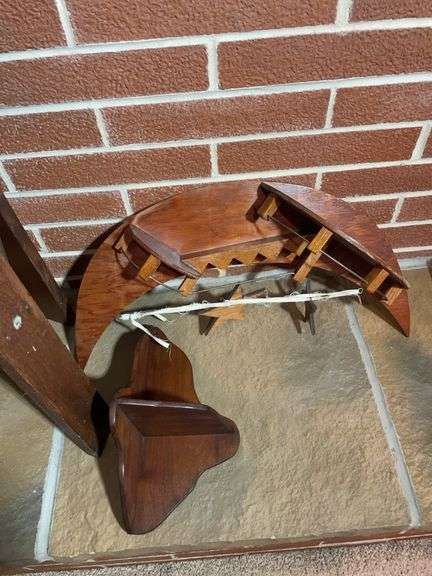 Wooden stand, wooden shelf, wooden paddles & others
