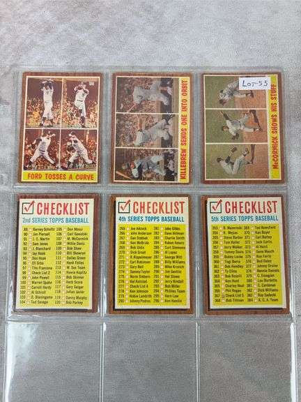 1962 Topps BB 6 Card Nice Lot Ford IA, Killebrew IA, 3 Unmarked X-Lists EX-NM