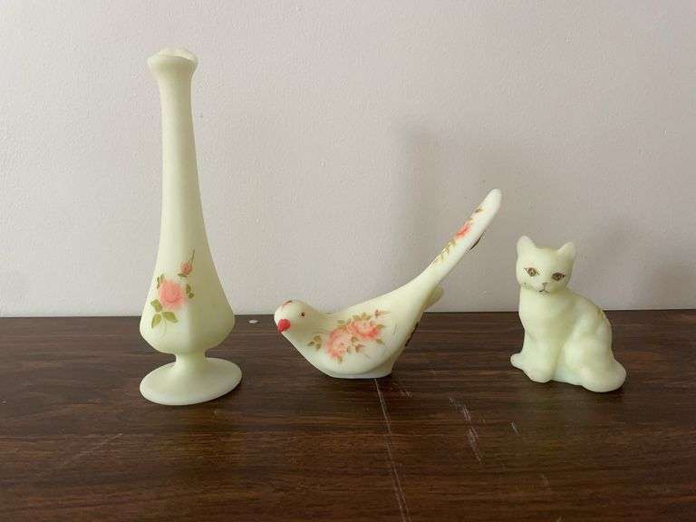 (3) Hand painted Fenton pieces