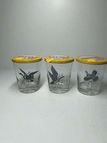 (3) Sportsman Drinking Glasses with Nectar Teabags Tin Lids