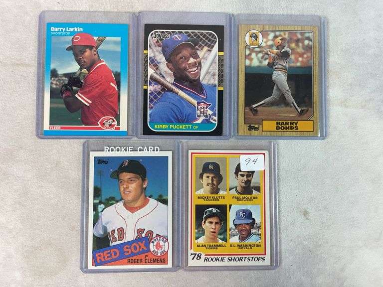 Rookie lot w/ Molitor/Trammell, Clemens, Barry Bonds, Puckett, Larkin