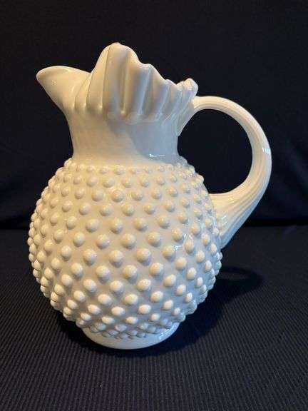 70 oz. Fenton Hobnail milk glass Ice Lip Pitcher