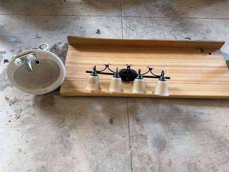 Light Fixture, Sink and Counter Top