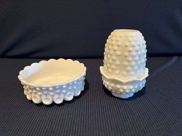 Fenton Hobnail Fairy Light and Bonbon