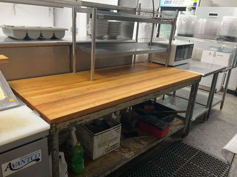 NSF Inc. Wooden Restaurant Prep Table with Stainless Steel Shelf