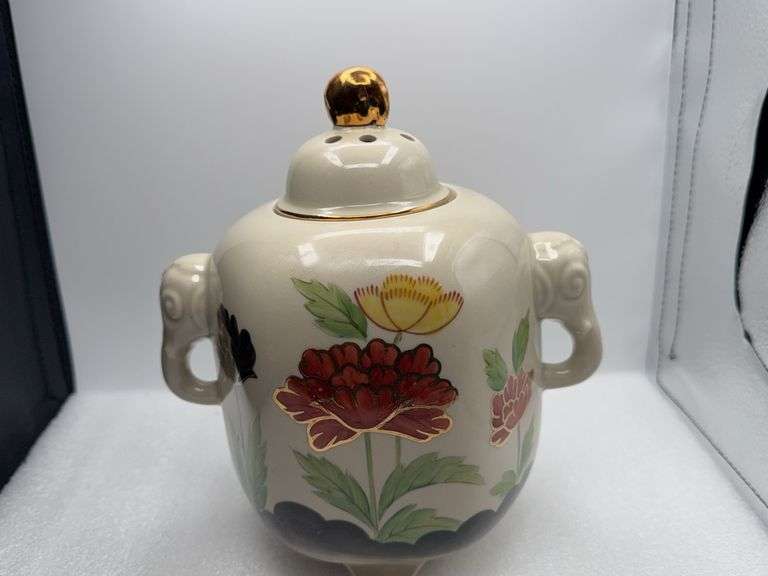Porcelain Ginger Jar Andrea By Sadek With Elephant Heads