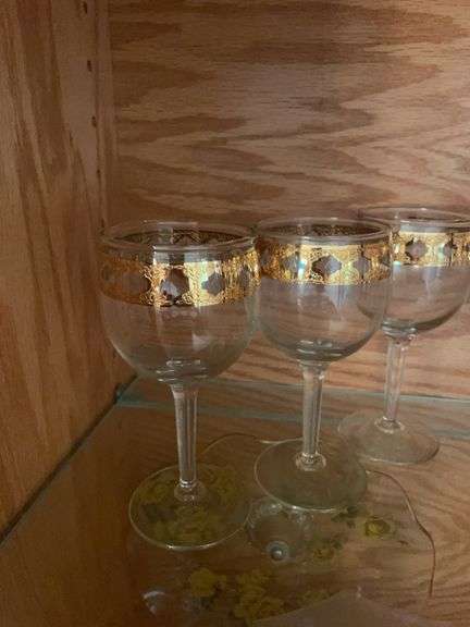 (2) shelves of glassware - stem, drinking cups, and more