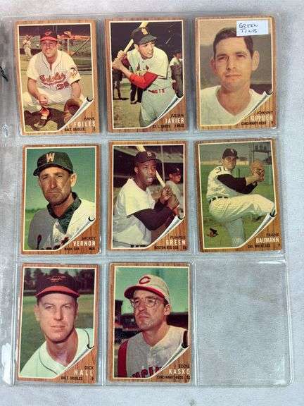 1962 Topps BB 26 Card Lot With 8 Green Tints- Nice - EX-NM