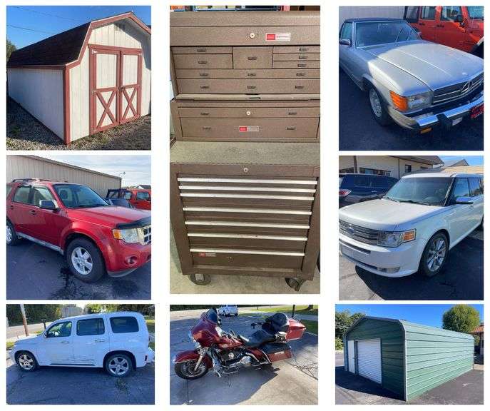500+ Lots - (6) Vehicles, Motorcycle, Storage Barns, Carport, Collectibles, Tools & Household