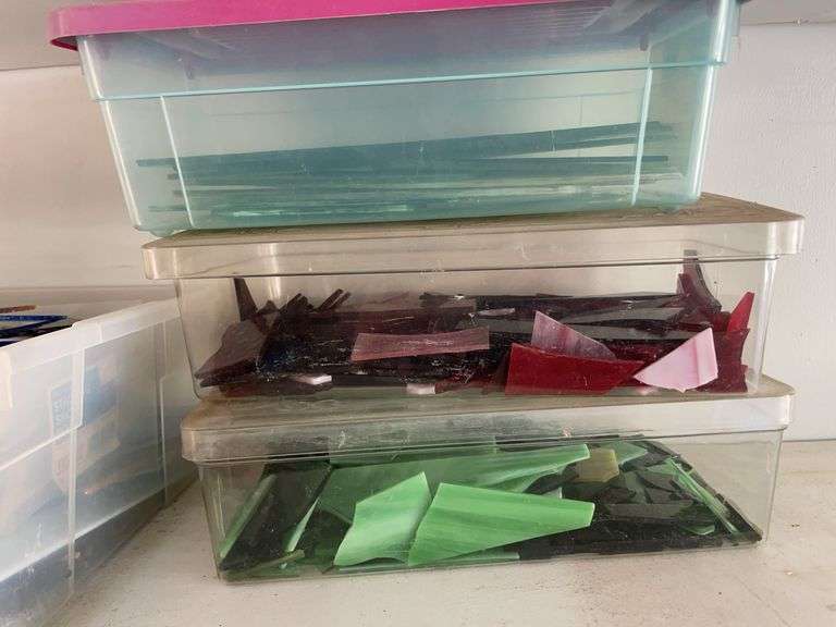 Large amount of stained glass pieces of various colors