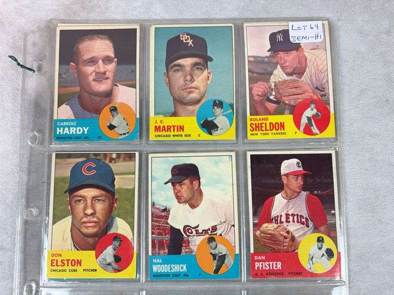 1963 Topps BB 12 Card Nice Semi-Hi and Hi Lot - 6 Each EX- to EXMT