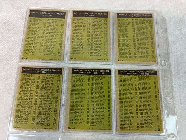 1961 LL 6 Card Lot Topps #42, 45, 46, 47, 48 and 50 - Nice EXMT