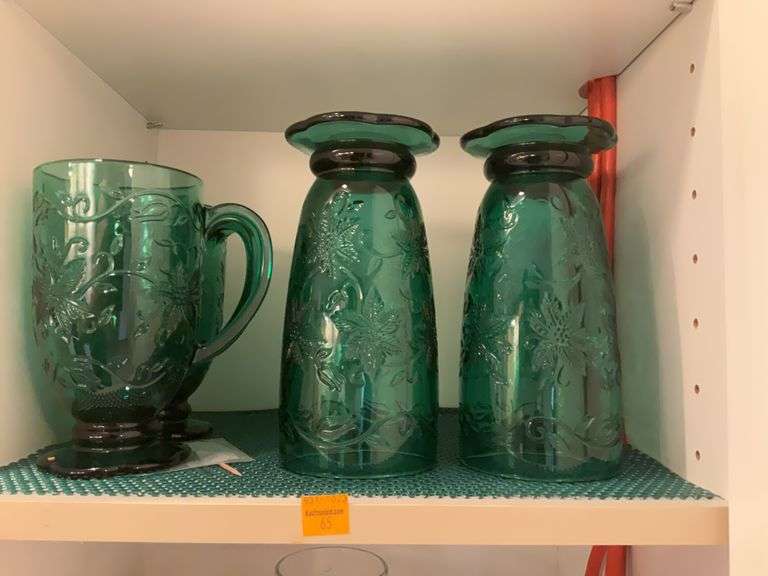 4 Princess House Emerald Mugs and Water Glasses