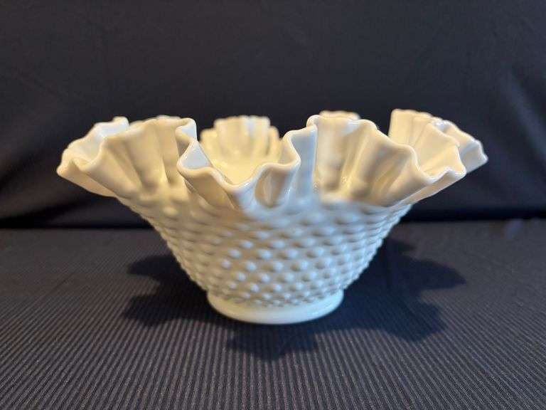 9" Fenton Hobnail milk glass Bowl