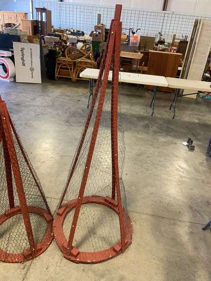 (3) wooden decorative outdoor Christmas trees