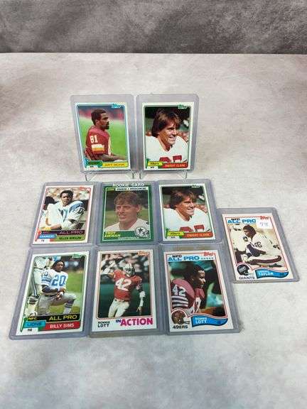 Football Rookie lot of 9, no duplicates: LT, Lott, Sims, Aikman, D. Clark, Monk, Winslow