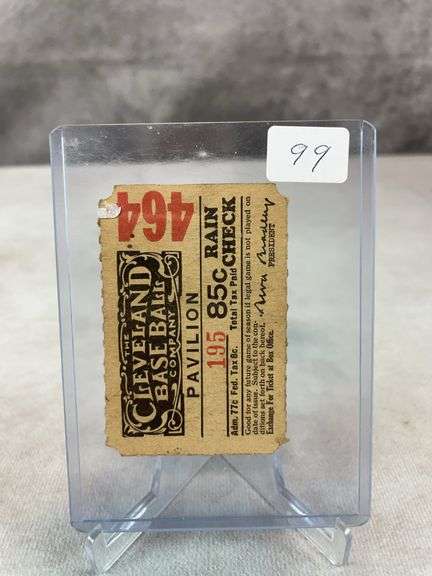 Cleveland baseball 1927/1946  vintage ticket, Alva Bradley (President)