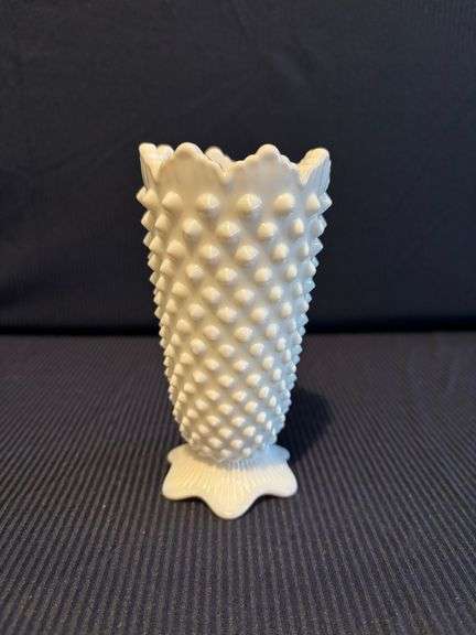 5" Fenton Hobnail milk glass Vase