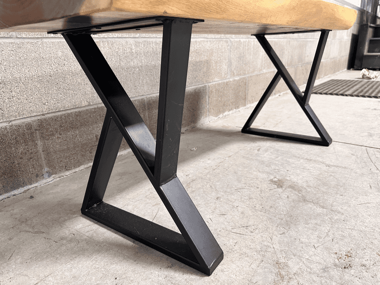 Rectangle Bench 39"x14"x18" Coffee Side Table with Z Metal Legs. See pic for imperfection on the top