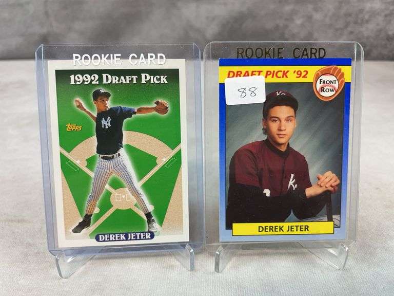 Derek Jeter 1992 Draft Pick Front Row Rookie card & 1993 Topps Rookie card