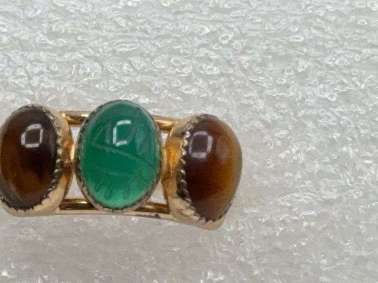 Sterling 3 Stone Ring with Adjustable Band