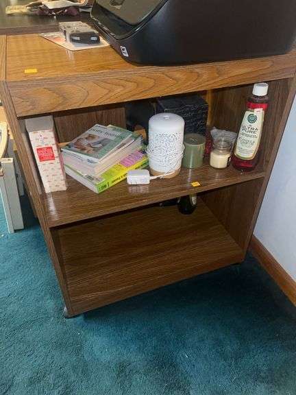 Two-Shelf Rolling Wooden Side Shelf