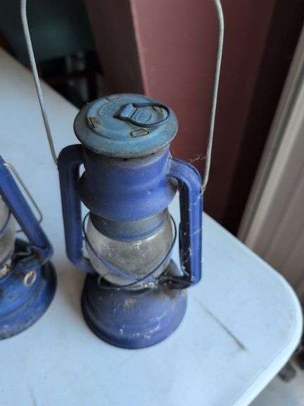 (2) matching blue Dietz lanterns