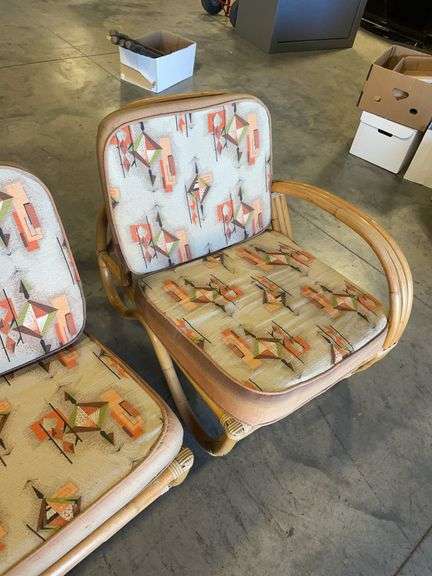 Vintage bamboo rattan 3 piece sectional couch