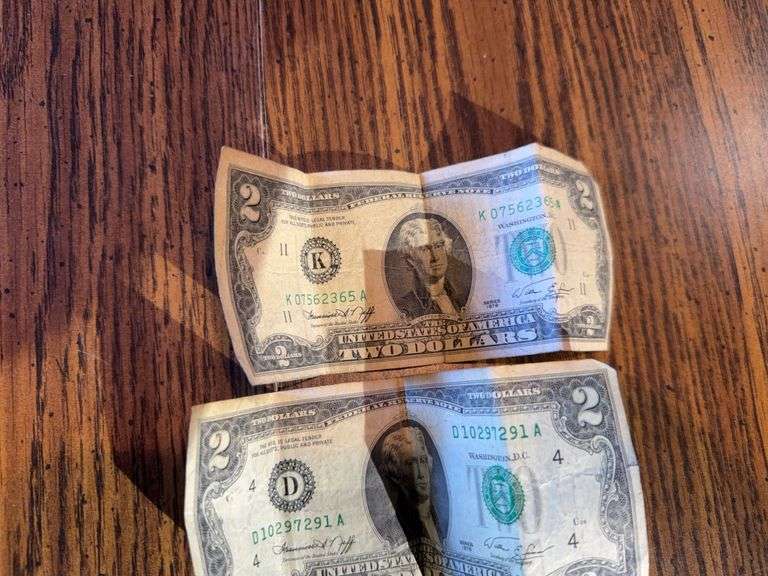 (2) Two Dollar Bills