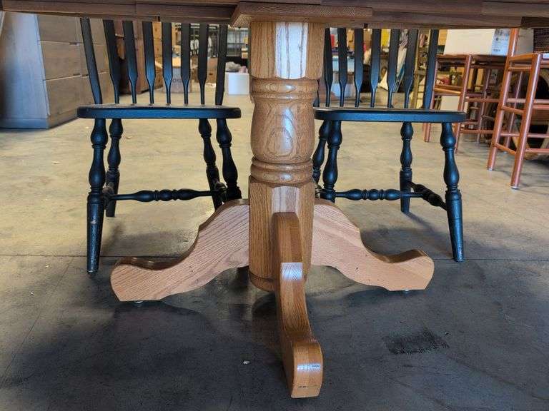 Dining table and (4) black chairs - chipped paint