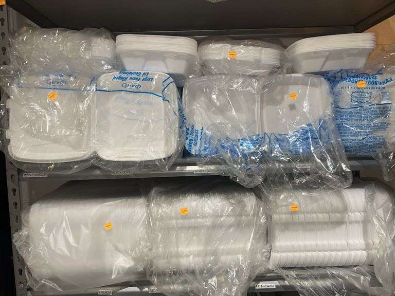 Contents of 2 Shelves-Foam TakeOut Containers