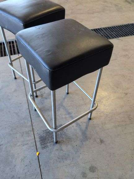 (2) 25" Ikea black stools - dirty
