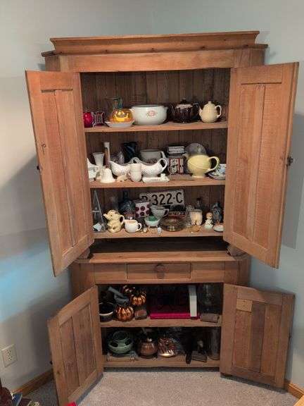 Wooden corner cabinet - contents not included