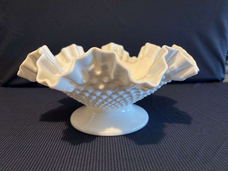 10 1/2" Fenton Hobnail milk glass Bowl