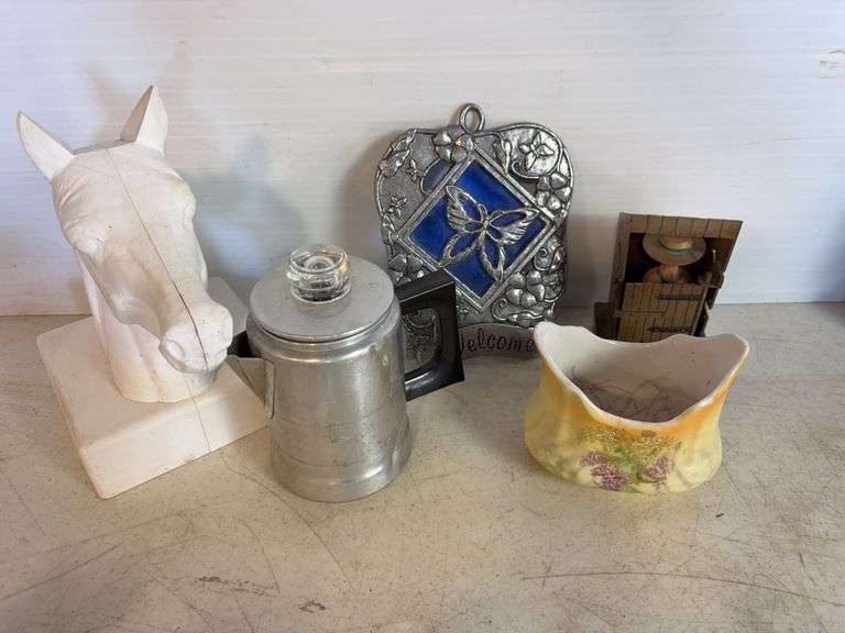 Avon cologne, glassware, and miscellaneous decor