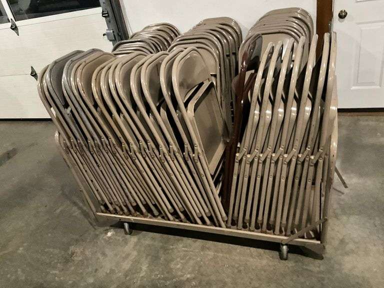 32 folding chairs and chair rack