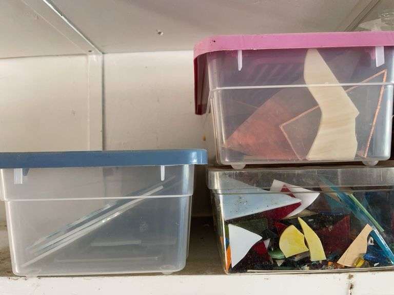 Large amount of stained glass pieces of various colors