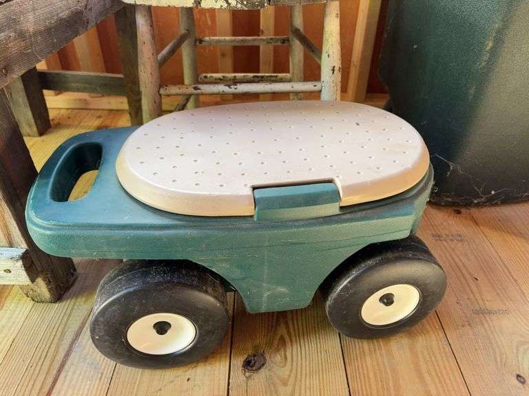 Cart, wooden chair & bench, garden cart & baskets