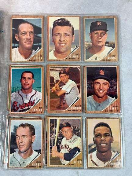 1962 Topps BB 26 Card Lot With 8 Green Tints- Nice - EX-NM