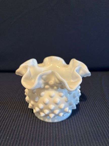 4" Fenton Hobnail milk glass Vase