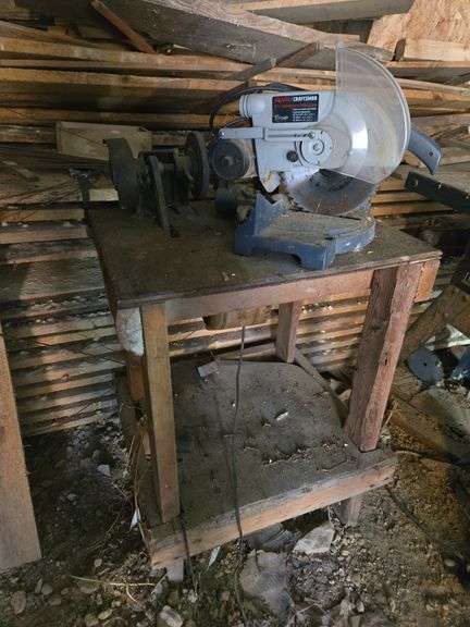 Craftsman miter saw, grinder w/ table