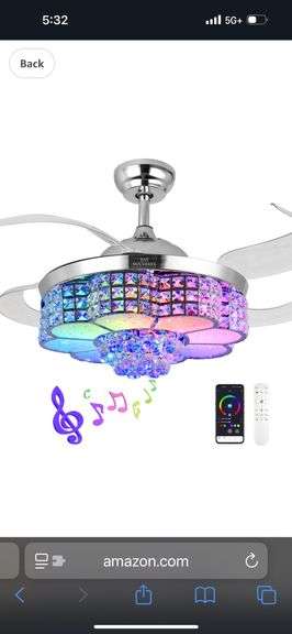 Baysquirrel Bejeweled Color Changing Ceiling Fan With Light