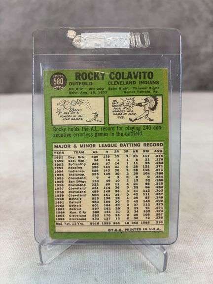 Rocky Colavito -1967 Hi-Number #580 Surface Wrinkle on Front- Presents Well