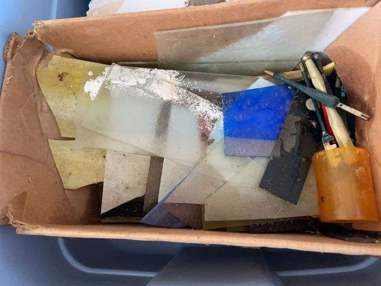 Large lot of stained glass pieces/parts, beveled glass pieces