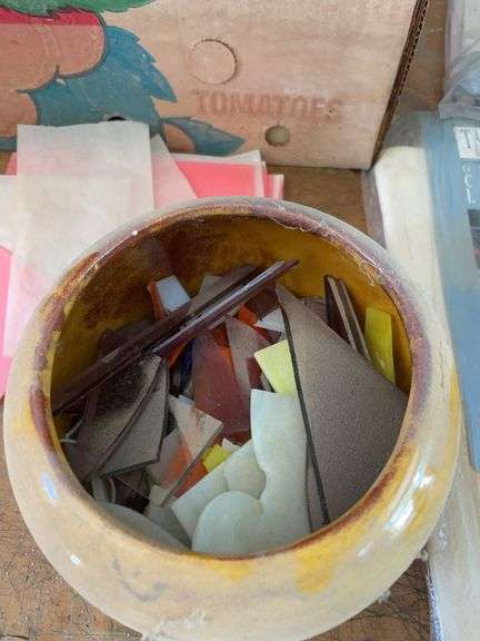 Large lot of stained glass pieces/ parts